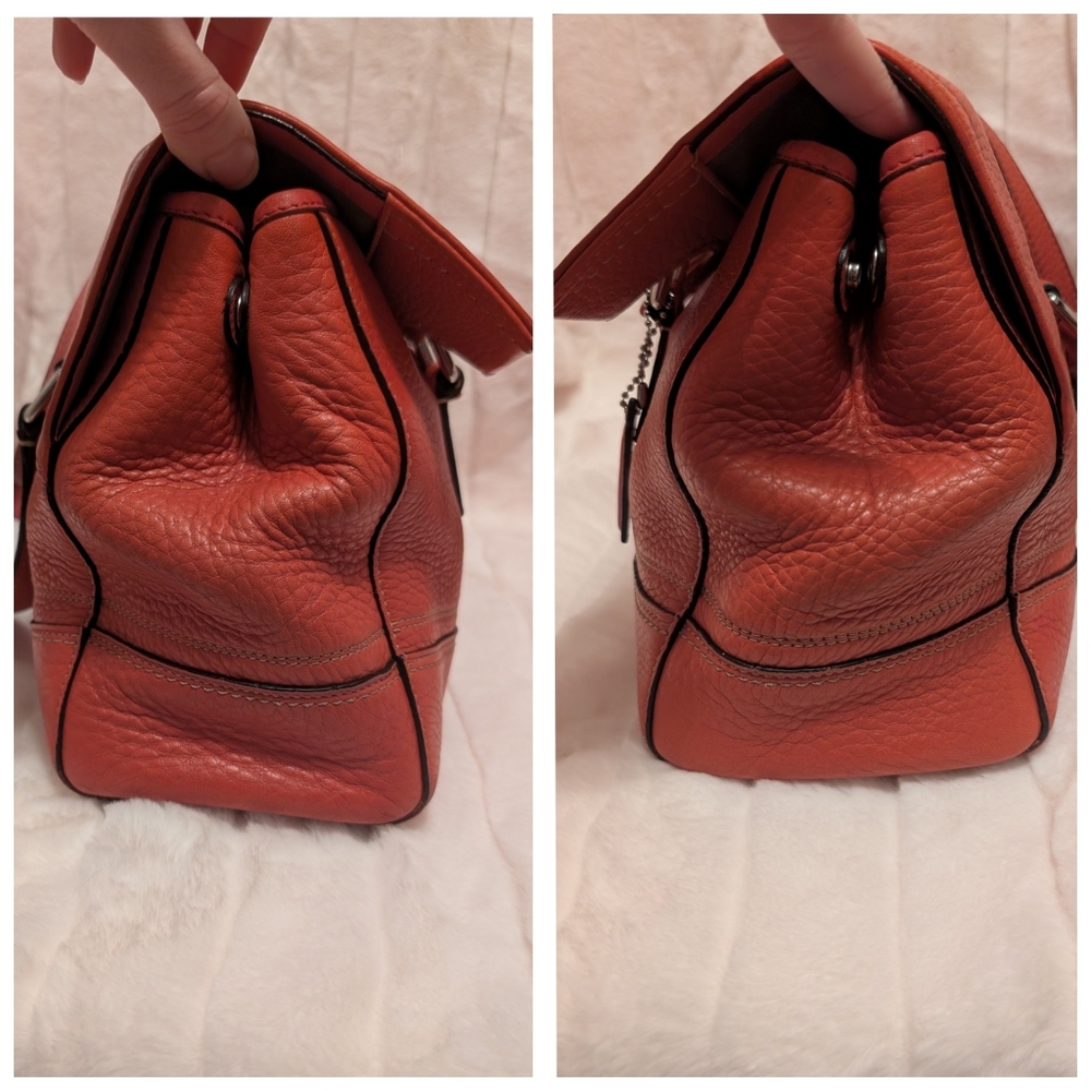 Coach Red Orange Hamilton Turnlock Caryall Shoulder Bag F13091 - Picture 4 of 14